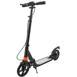 Самокат Kickscooter для дорослих і дітей, з амортизацією, 200 мм колеса, складаний, регульована висота, міський, з ручним і ножним гальмом