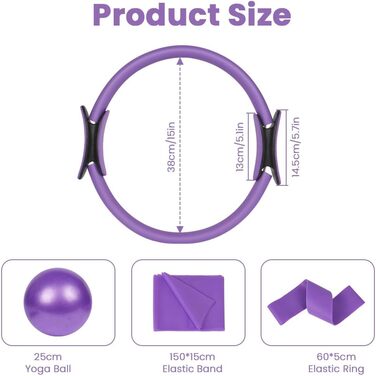Набір для пілатесу AOOSA: коло, м'яч, стрічки опору. Комплект для йоги вдома