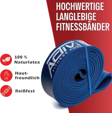 Фітнес-гумки для фітнесу та калістеніки: набір або окремо з сумкою, дверним анкером та інструкцією – ідеально для дому та спортзалу (червоний, чорний, синій)