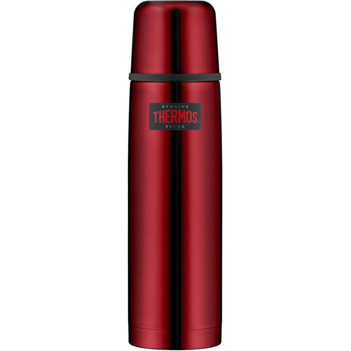 Термос для напоїв 0,75 л Thermos Light & Compact, червоний, нержавіюча сталь, ізольована пляшка з чашкою, зберігає тепло до 18 годин, холод — до 24 годин, герметичний, BPA-free, можна мити в посудомийці