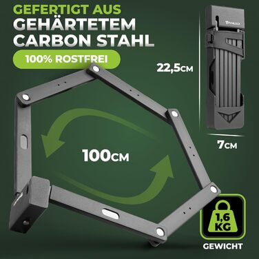Замок для велосипеда складний, антикрадіжний [Оригінал] Швидка та легка установка, нержавіючий, рівень безпеки 10/10 (100см)
