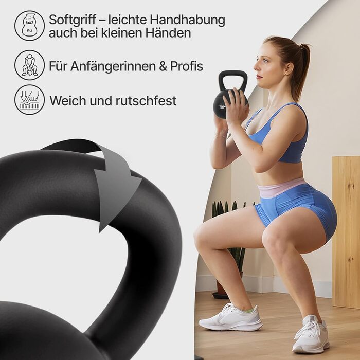М'яка гантель NEOLYMP Soft Kettlebell 2-12 кг для дому: безшумна, з амортизацією, з зручною ручкою | Чорний колір