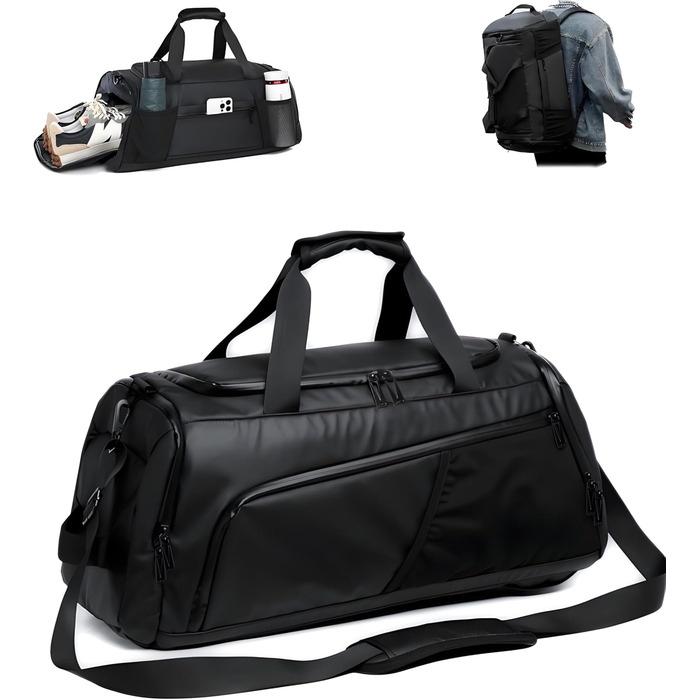 Спортивна сумка 3в1 з відділенням для взуття та мокрих речей – 45L, велика дорожня сумка для фітнесу, подорожей, плавання, сауни та футболу (для чоловіків та жінок)