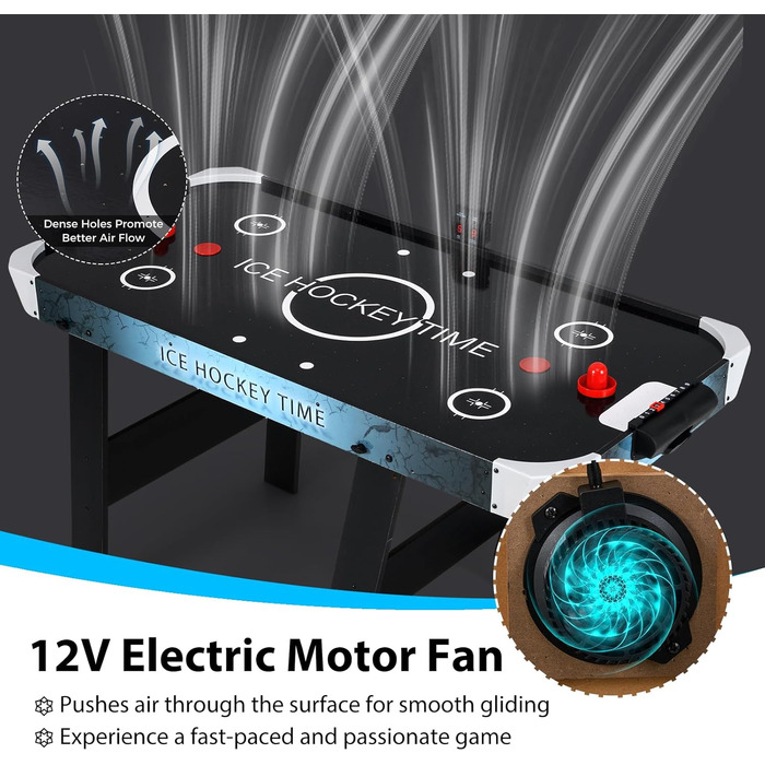 Стіл для хокею на повітрі HOMASIS, складаний, з LED-рахунком, електропривод, 2 шайби та 2 шайби, для дітей та дорослих