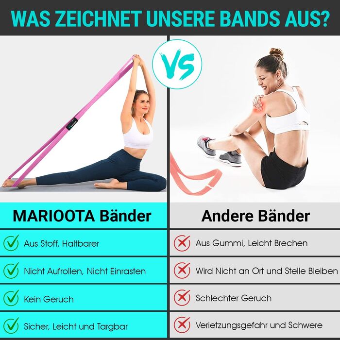 Набір з 3 еластичних стрічок для фітнесу - для м'язів, йоги, пілатесу - сині, рожеві, фіолетові - з сумкою