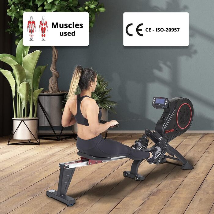 Гребний тренажер Care Fitness Jet 600-2 Care Connect, складаний, чорний, універсальний розмір