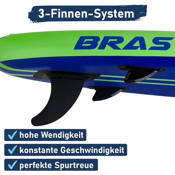SUP дошка BRAST Primo надувна з веслом та аксесуарами 320x81x15 см (Зелена)