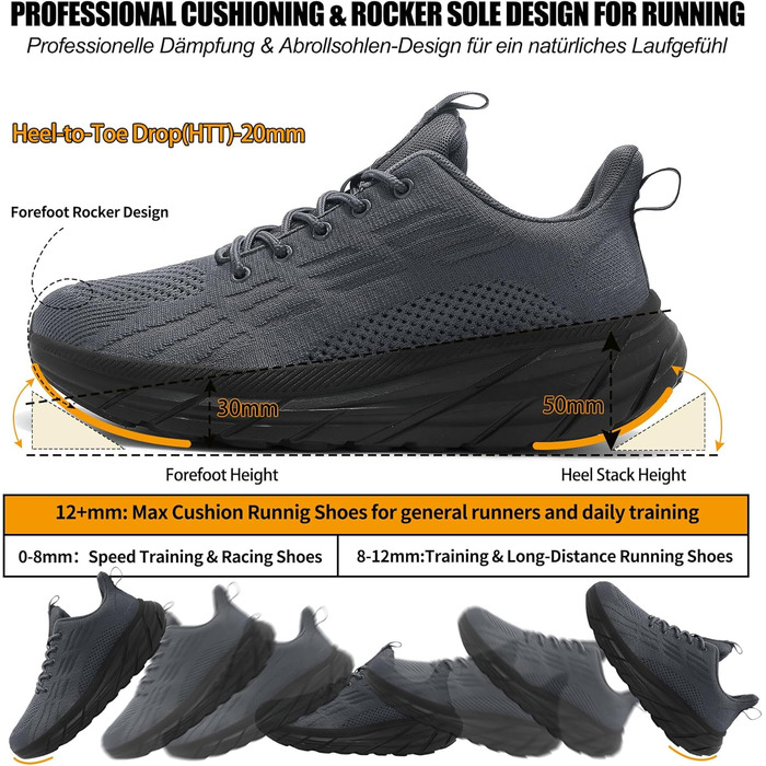 Кросівки для бігу та повсякденного носіння Unisex, бігові, спортивні, для фітнесу, білого (темно-сірого) кольору, розмір 37-46 EU