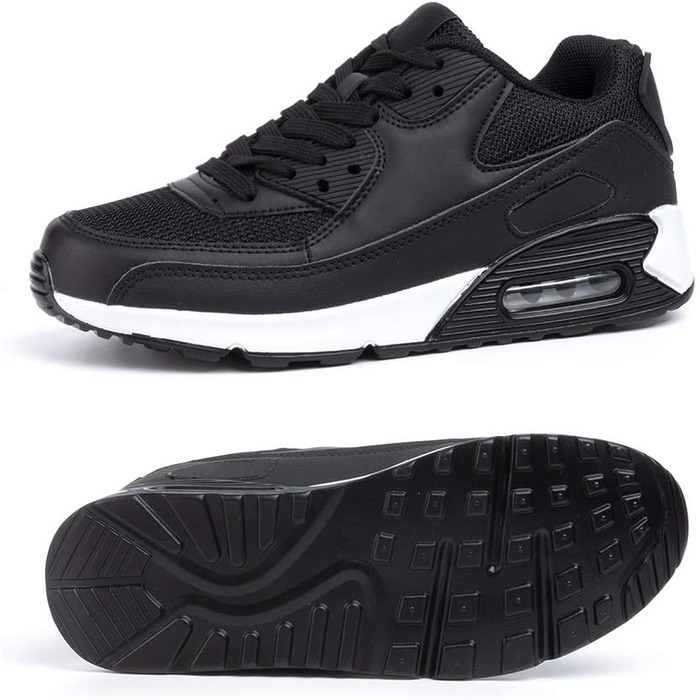 Кросівки для бігу Hitmars для чоловіків та жінок. З шнурівкою, повітряною подушкою, антиковзаючою підошвою, легкі, комфортні. Розміри EU36-EU47 (42 EU, чорно-білі)