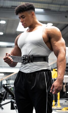 Шкіряний пояс для важкої атлетики Fitgriff, чорний, XXL, 4 дюйми – для бодібілдингу, пауерліфтингу та тренувань, 100% натуральна шкіра, унісекс