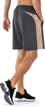 Шорти спортивні чоловічі HMIYA, швидковисихаючі, з кишенею на блискавці, сірі хакі (L)