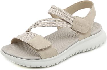 Жіночі сандалії літні, туристичні, на платформі, спортивні. Зручні сандалі для прогулянок, пляжу, спорту. Розміри 35-42 EU, колір бежевий. Стиль B