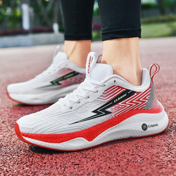 Кросівки для бігу та повсякденного носіння: чоловічі та жіночі, легкі, дихаючі, для занять спортом, тенісу, фітнесу, ходьби. Розміри 35-45 (білий, червоний, 44 EU)