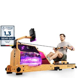 Sportstech WRX1000 OAK Преміум Гребний тренажер Water Rower для дому: з LED-дисплеєм, складною конструкцією, додатком для тренувань та тримачем для планшета. Масивне дерево.