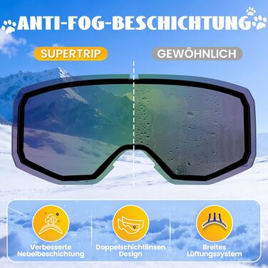 Дитячі гірськолижні окуляри Supertrip для дітей 6-14 років, маска для сноуборду, сумісна з шоломом, жовта оправа, помаранчеві лінзи