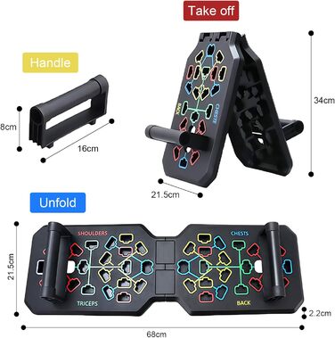 Flintronic Тренажер для віджимань 12 в 1: Розкладний, портативний, для всього тіла. Fitness Board для ефективних віджимань