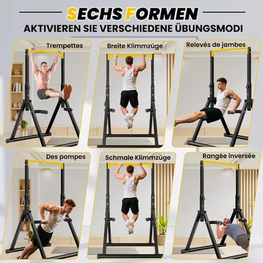 Стійка для віджимань та підтягувань DOBESTS Faltbar Power Tower - багатофункціональний тренажер для дому, чорний (4 жовтих акцентів)