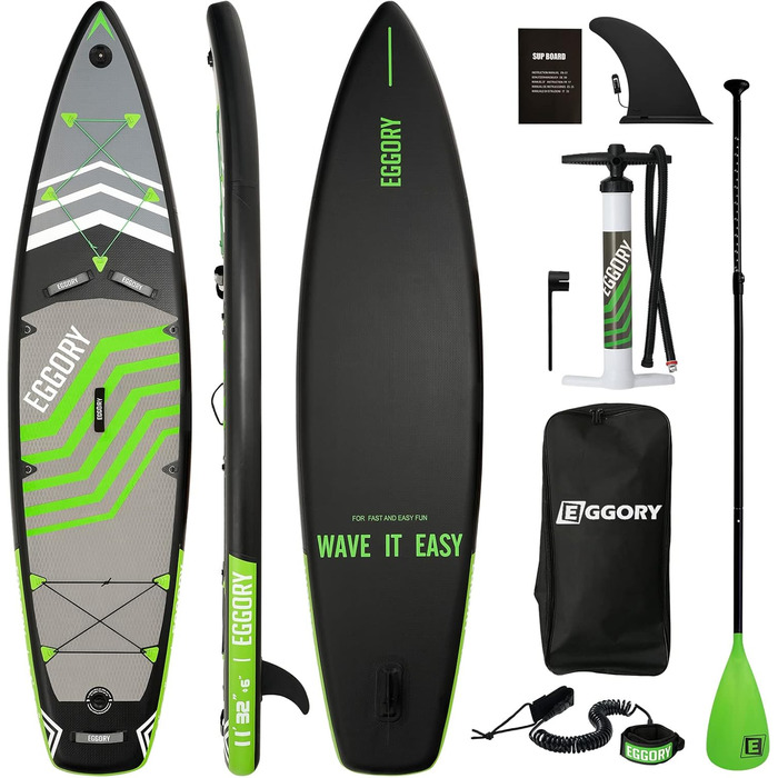 Надувна SUP-дошка 335 см для дорослих, зелена, комплект: весло, рюкзак, спіральний лиш, преміум якість, до 200 кг, для спорту та серфінгу