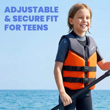 Дитячий жилет для плавання Gogokids Junior 30-50 кг, помаранчевий. Регульований, з неопрену, для каяку, SUP та басейну. 6-11 років