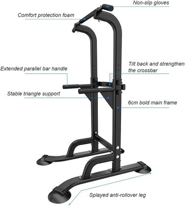 Силова станція sogesfurniture Power Tower, багатофункціональний турнік-бруси, регульована висота 165-210 см, для підтягувань та віджимань, модель BHEU-PSBB005