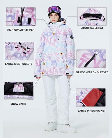 Жіночий гірськолижний костюм HOTIAN 2 частини: куртка та штани. Теплий водонепроникний гірськолижний комплект для сноубордингу та катання на лижах. Розмір XL. Модель 304+BK