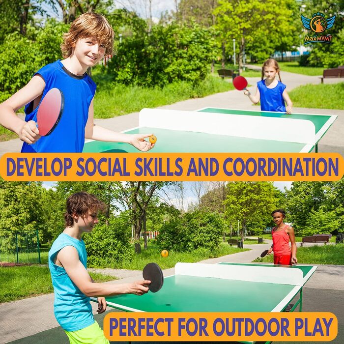 Набір для пінг-понгу MaxMVMT – 7 шарів карбону, комплект для 4 гравців, преміум гума 2.1 мм, 8 тенісних кульок, портативна сумка