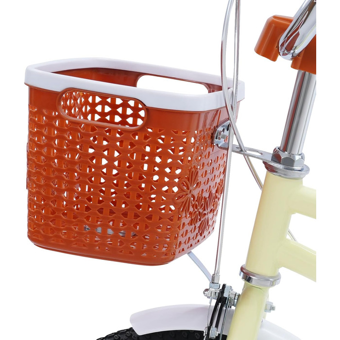 Дитячий велосипед 14 дюймів у стилі ретро з додатковими колесами, заднім сидінням та кошиком, регульована висота, для дітей 3-7 років, бежевий