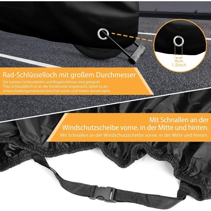 Водонепроникна накидка для мотоцикла LIHAO - захист від зими та вологи (245x105x125 см)