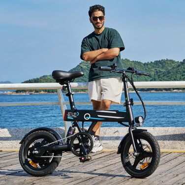 Складаний електровелосипед Finbike 14/16 дюймів, 250 Вт, акумулятор 7.8Ah, швидка зарядка 3 год, 3 режими їзди, запас ходу до 45 км, для дорослих і підлітків