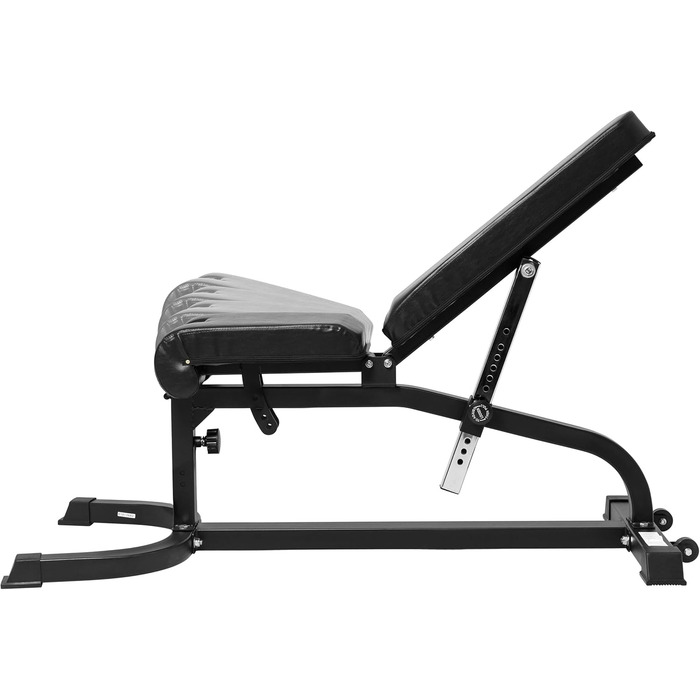 Мультифункціональна лава для жиму GORILLA SPORTS®, 13-рівнева регулювання, 151x63x114 см, зі стійкою для біцепса і фіксатором для ніг, сталева, чорна – тренувальна, універсальна, для фітнесу, жиму лежачи
