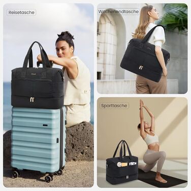 Сумка-мішок LOVEVOOK для подорожей, 52x38x25 см, 50 л (чорна) - для подорожей, клініки, пологового будинку, спорту