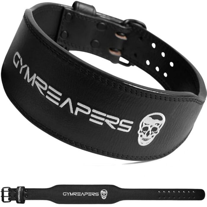 Шкіряний атлетичний пояс Gymreapers для важкоатлетики та бодібілдингу, підтримка попереку для присідань, з неопреновим підкладом, чорний, розмір XXL