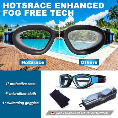 Професійні плавальні окуляри HotSrace, антифог, UV-захист, для чоловіків, жінок і підлітків, чорний/синій, прозорі лінзи, неполяризовані