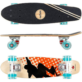 Скейтборд FunTomia Mini-Board Cruiser 57 см з 7-шарового канадського клена, підшипники Mach1 ABEC-9, помаранчевий, з LED колесами Petrol