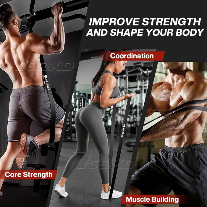 Набір еластичних стрічок для фітнесу, 6 рівнів опору, з ручками та фіксатором для дверей, для силових тренувань, бодібілдингу та домашньої гімнастики