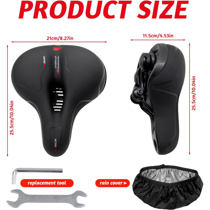 Зручний велосипедний сідло з амортизацією та дихаючим матеріалом. Потовщене та широке сідло для велосипеда з світловідбиваючим дизайном для нічних поїздок