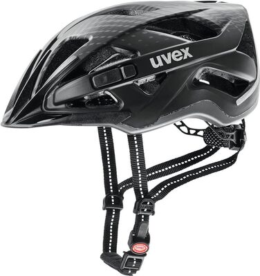Велосипедний шолом Uvex City Active з LED-ліхтарем, для міста, для жінок і чоловіків, індивідуальне регулювання розміру 52-57 см, чорний матовий