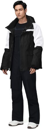 Комплект гірськолижний чоловічий: куртка та штани, сніговий костюм, водонепроникний, вітронепроникний, для сноуборду та гірських лиж, HOTIAN (XS, BaiH+BK)