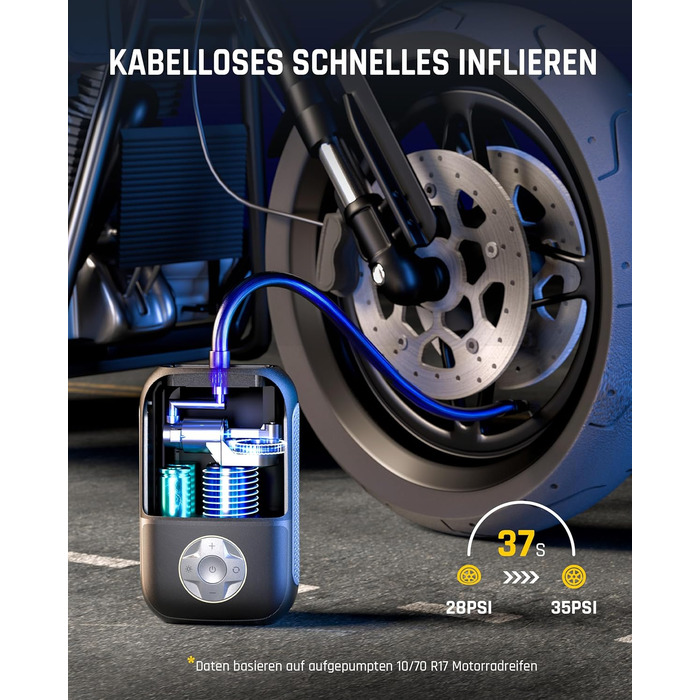 Електричний насос-компресор Fanttik X8 Mini, 150 PSI, портативний, з LCD-екраном, для авто, велосипедів, мотоциклів та м'ячів