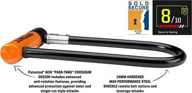 Замок велосипедний Kryptonite Evolution Standard, рівень захисту 8/10, антикрадіжний, з кріпленням та 3 ключами, 10x22 см