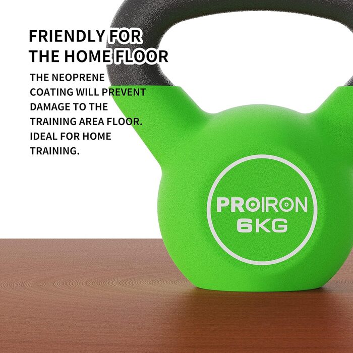 Гиря PROIRON 6 кг з неопреновим покриттям, для фітнесу та кросфіту, захист підлоги