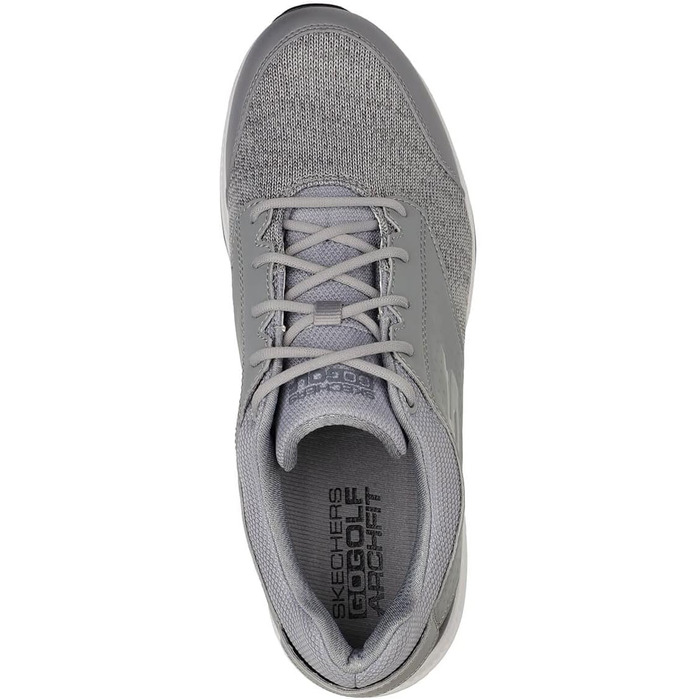 Чоловічі гольф-туфлі Skechers Elite 5 Range Relaxed Fit Waterproof з шипами, 40 EU, сірий синтетичний матеріал, біла окантовка