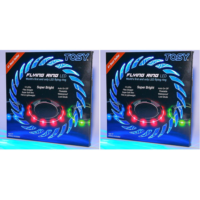 Літаючий кільце TOSY з RGB-підсвіткою (36 LED) - водонепроникний, для басейну, пляжу, кемпінгу (синій, 12 LED, 2 шт.)