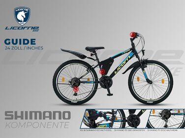 Гірський велосипед Licorne Bike Guide Premium 24 дюйми, 21 швидкість, для дітей та дорослих