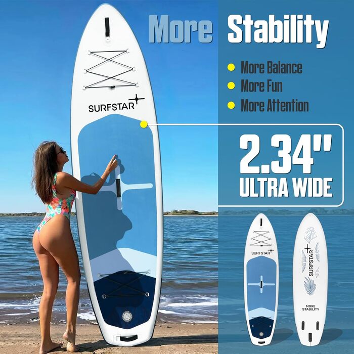Надувна SUP-дошка Surfstar для дорослих з камеротримачем, ультраширока, зварна технологія, весло та аксесуари, для всіх рівнів