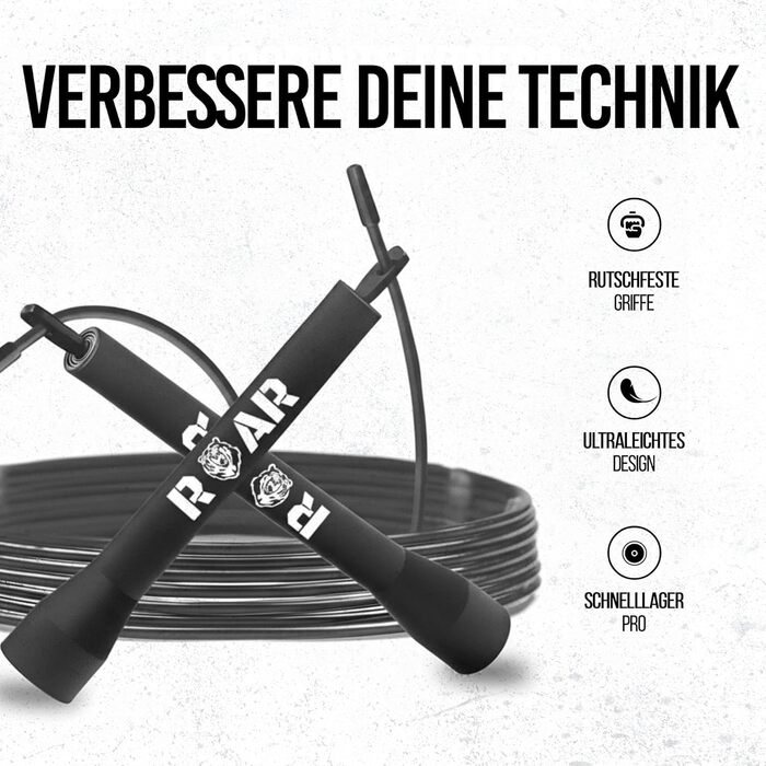 Стрибкове канат Roar® для фітнесу, боксу, кросфіту (чорний)