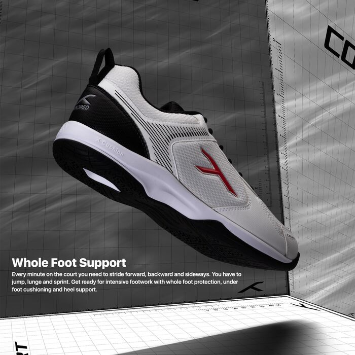 Професійне бадмінтонне взуття Hundred Court Star для чоловіків (45 EU, білий/чорний)