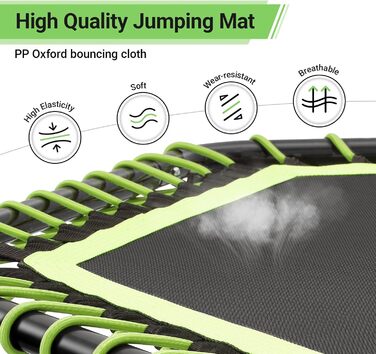 Міні-батут для дорослих, 101.6 см/121.9 см, для фітнесу та занять, Indoor/Outdoor, зелена поперечина 121.9 см