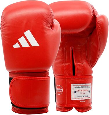 Боксерські рукавички adidas IBA з липучкою, 12 oz, червоні, для тренувань та змагань, унісекс