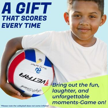 М'яч для волейболу VETRA, розмір 5, м'який на дотик, для пляжу, вулиці, спортивної зали, блакитний/червоний/білий